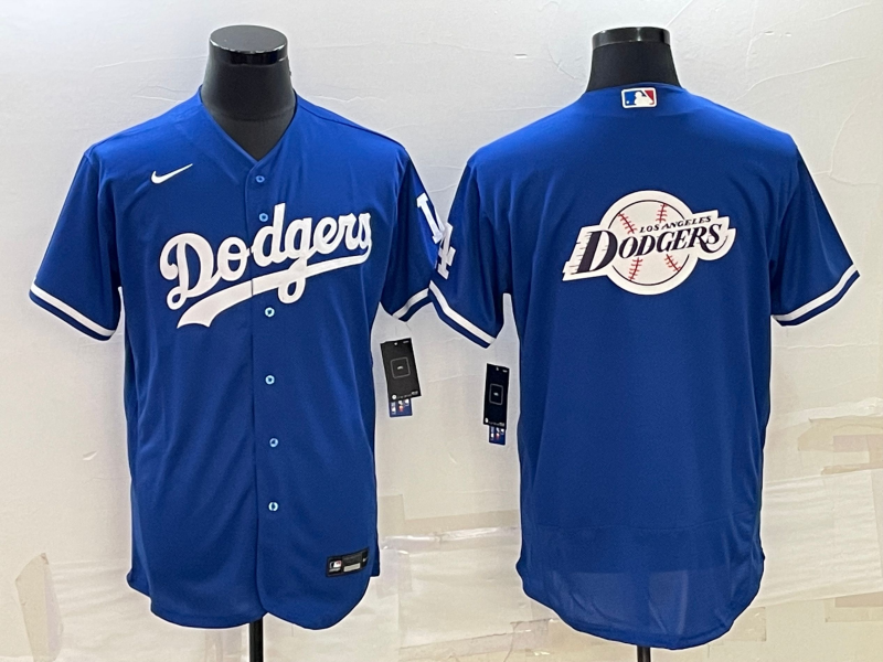 Men's Los Angeles Dodgers Blue Team Big Logo Flex Base Stitched Baseball Jersey Men's Los Angeles Dodgers Blue Team Big Logo Flex Base Stitched Baseball Jersey
